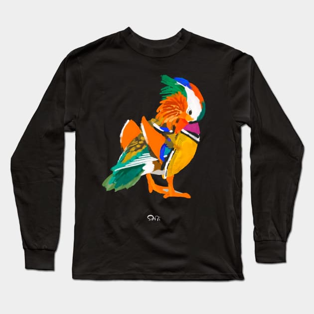 Mandarin duck Long Sleeve T-Shirt by santiaguer